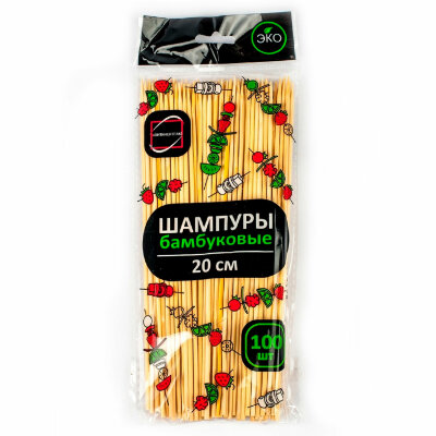 Шпажки-шампуры для шашлыка бамбуковые 20 см, 100 штук, КП, 107948, 700660
