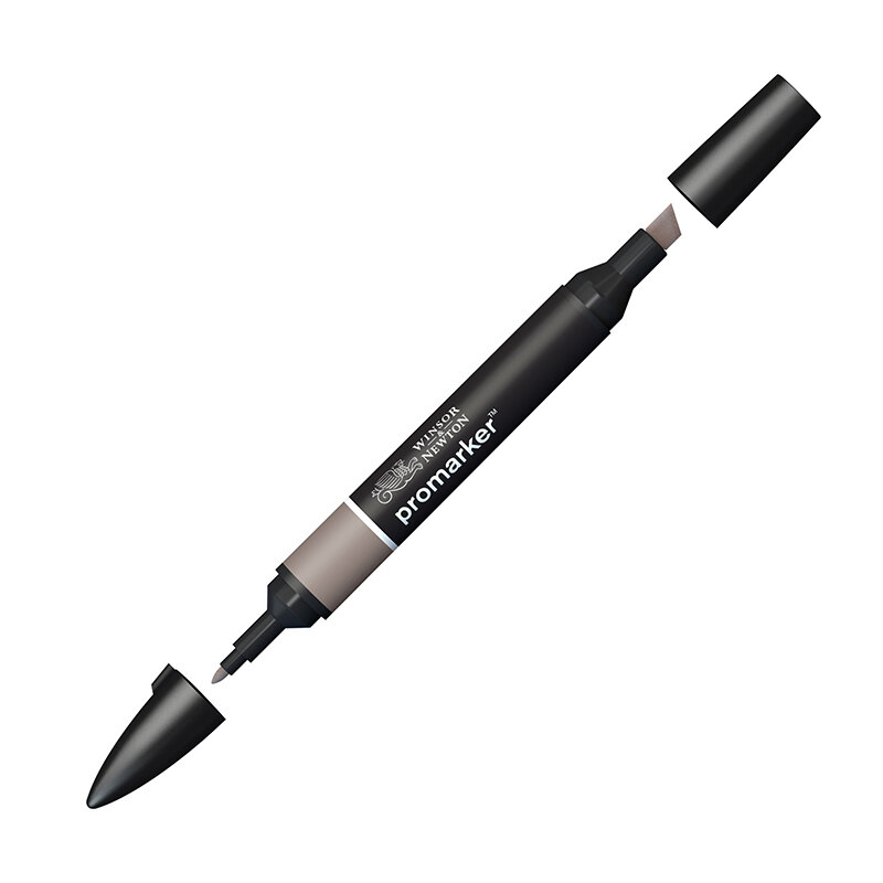 Маркер художественный двухсторонний Winsor&Newton "Pro", пулевидный/скошенный, 2мм/7мм, серый теплый тон 4, 316060rf