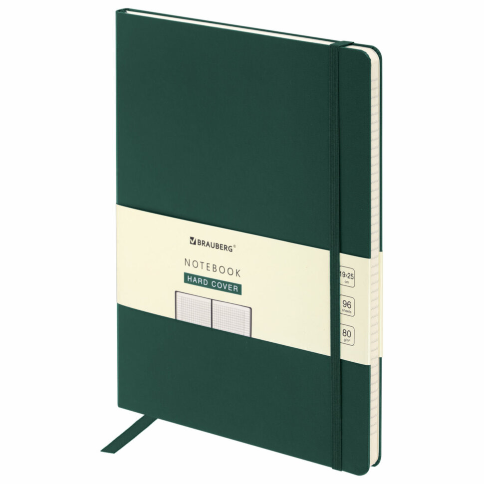 Блокнот БОЛЬШОЙ ФОРМАТ (180х250 мм) В5, BRAUBERG ULTRA, балакрон, 80 г/м2, 96 л., клетка, темно-зеленый, 113063, 113063