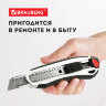 Нож канцелярский мощный 18 мм BRAUBERG "Heavy duty", автофиксатор, резиновые вставки, металл, 237158, 237158