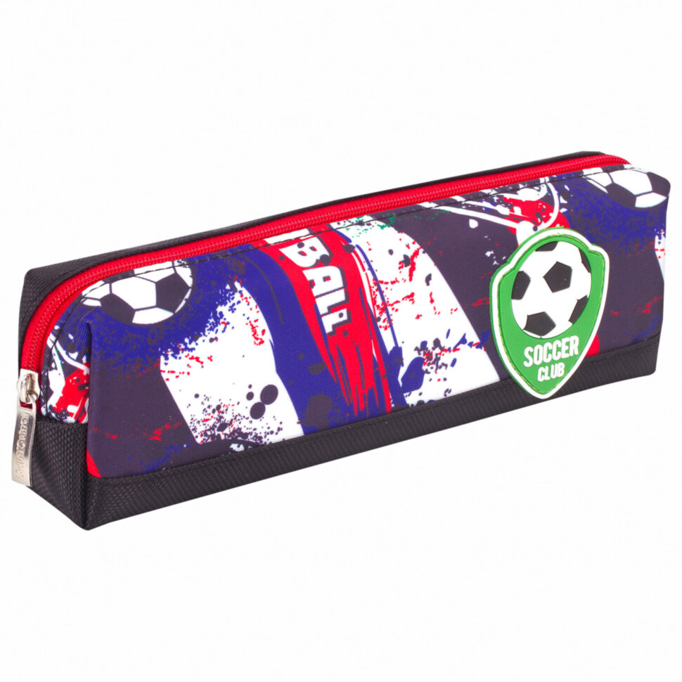 Пенал ЮНЛАНДИЯ, 1 отделение, полиэстер, "Football", черный, 19х4х6 см, 270269, 270269