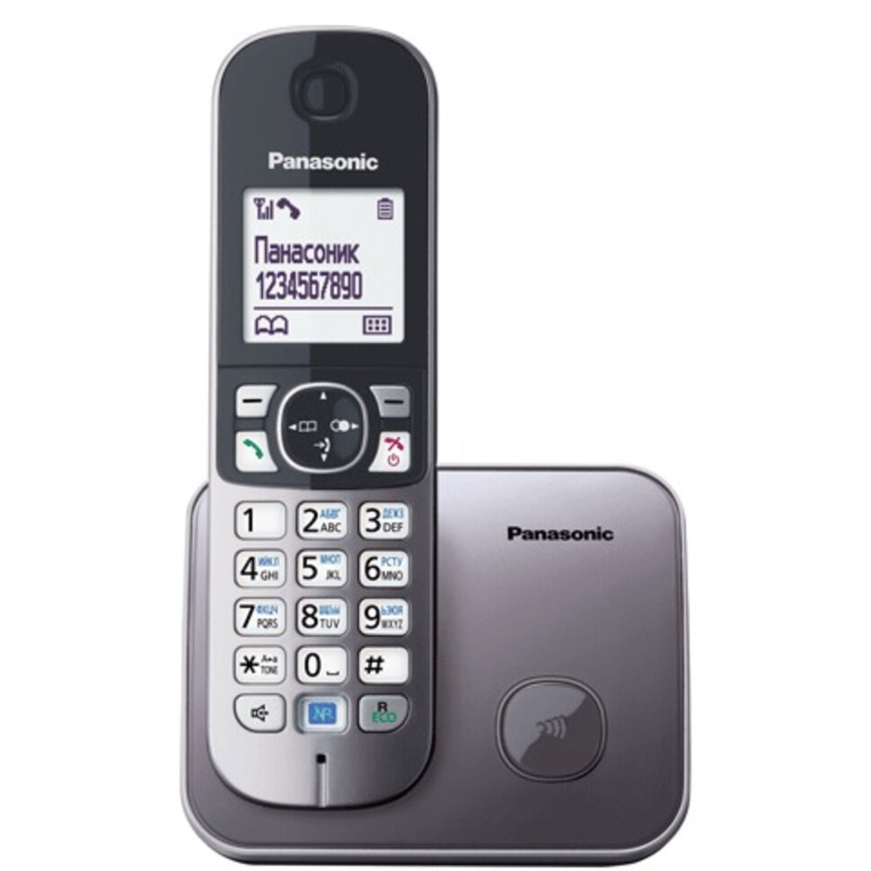 Радиотелефон PANASONIC KX-TG6811RUM, память 50 номеров, АОН, повтор, спикерфон, полифония, 10-100 м, серый, 262040