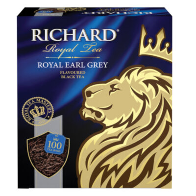 Чай RICHARD "Royal Earl Grey" черный цейлонский с бергамотом, 100 пакетиков по 2 г, 610250, 622172