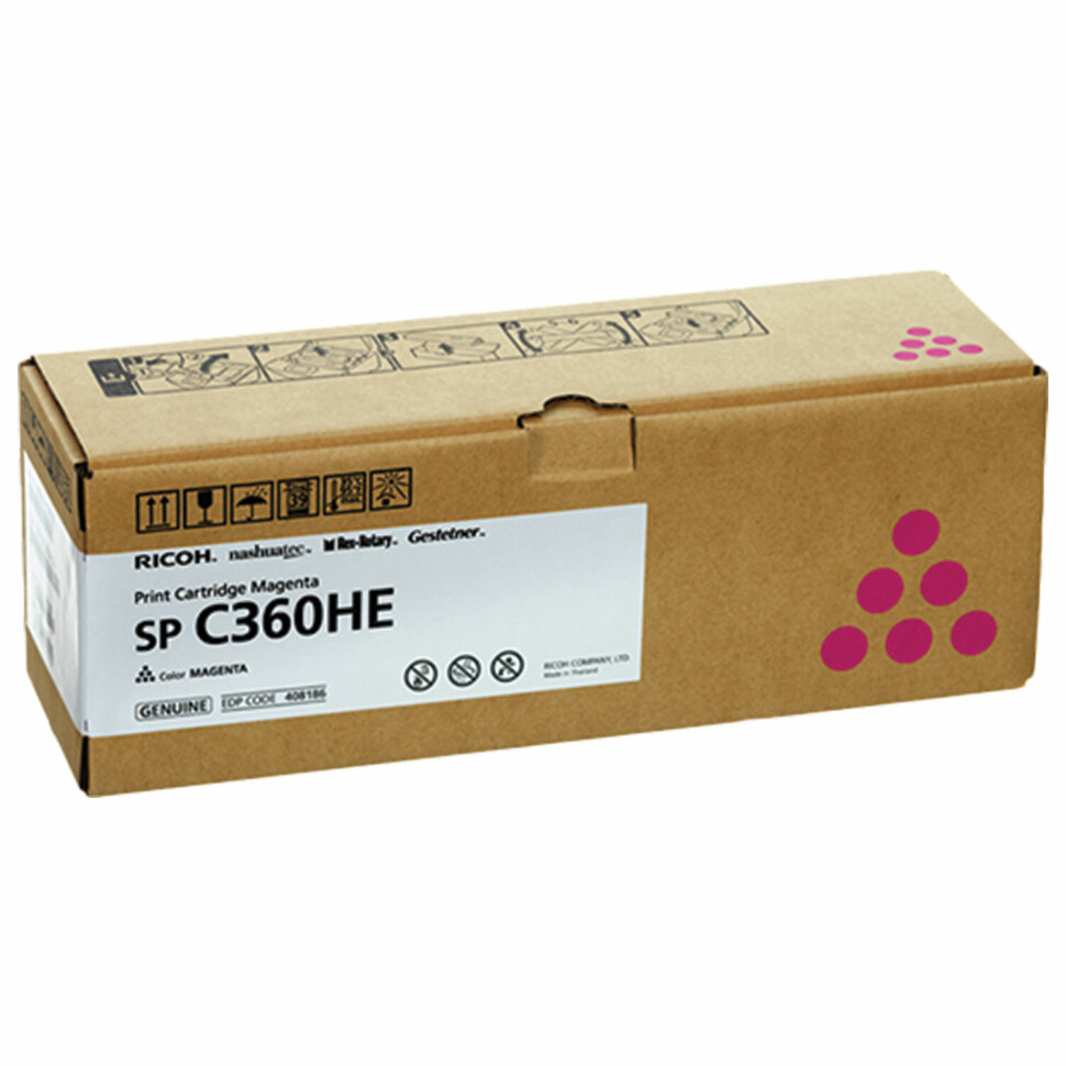 Картридж лазерный RICOH (SP C360HE) для Ricoh SP C360SFNw/C361SFNw, пурпур, оригинальный, ресурс 6000 страниц, 408186, 363583