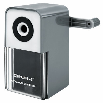 Точилка механическая BRAUBERG CLASSIC, для чернографитных и цветных карандашей, корпус светло-серый, 272002, 272002