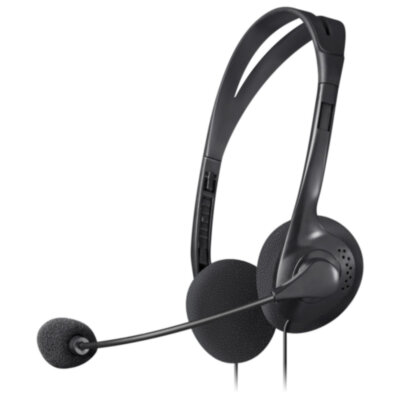 Наушники с микрофоном (гарнитура) DEFENDER AURA-102, проводные, 1,55 м, с оголовьем, черные, 63102, 510473