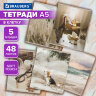 Тетради ДЭК А5 48 л. КОМПЛЕКТ 5 шт. BRAUBERG, скоба, клетка, SoftTouch, "ESTHETICS", 404929, 404929