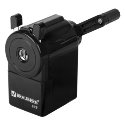 Точилка механическая BRAUBERG "JET", металлический механизм, корпус черный, 229566, 229566