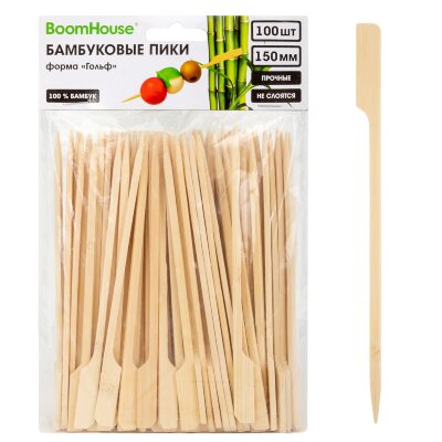 Шпажки-пики для канапе бамбуковые ГОЛЬФ 15 см, 100 шт., BOOMHOUSE (БУМХАУС), 701964, 701964