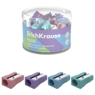 Точилка ERICH KRAUSE "EasySharp Pastel", клиновидная, корпус ассорти, 63782, 60 штук, 274228