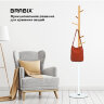 Вешалка-стойка BRABIX "CR-1906" на мраморном диске, металл белый/дерево бук, 6 крючков, 606440, 606440
