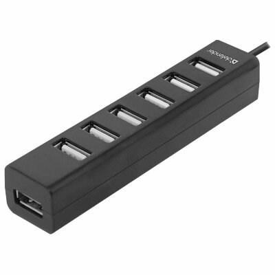 Хаб USB 2.0, 7 портов, черный, DEFENDER QUADRO SWIFT, 83203, 513472