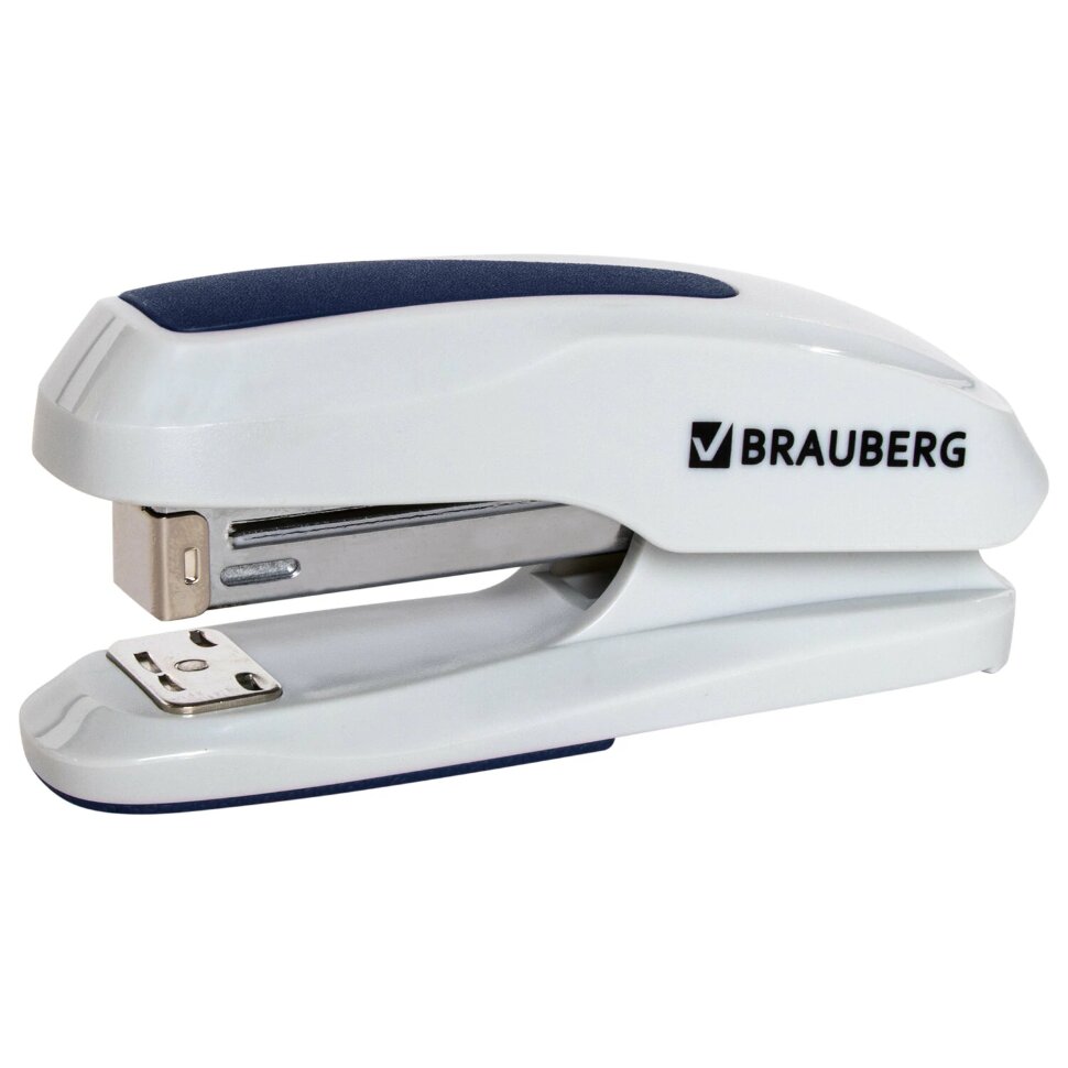 Степлер №24/6, 26/6 BRAUBERG "Extra", до 30 листов, серо-синий, 229087, 229087