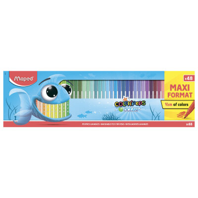 Фломастеры MAPED COLOR'PEPS "Ocean", 48 цветов, смываемые, вентилируемый колпачок, 845727, 152561