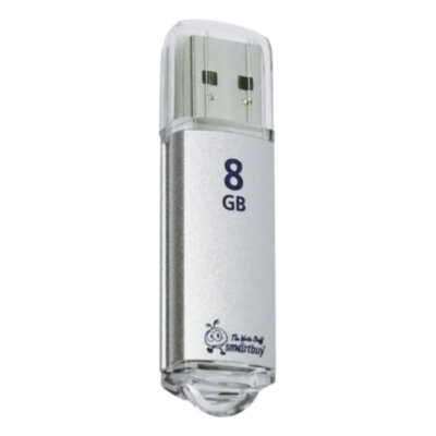 Флеш-диск 8 GB, SMARTBUY V-Cut, USB 2.0, металлический корпус, серебристый, SB8GBVC-S, 512183