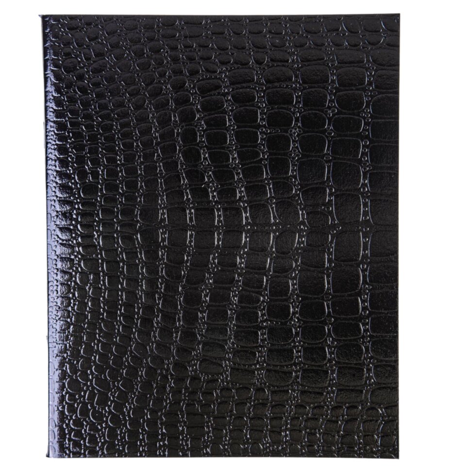 Тетрадь бумвинил А5 48 л., скоба, офсет №1, клетка, с полями, "ЧЕРНАЯ Metallic", CROCO, HATBER, 072232, 48Т5бвВ1, 405489