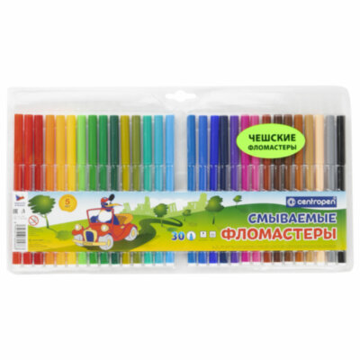 Фломастеры 30 ЦВЕТОВ CENTROPEN "Washable", смываемые, вентилируемый колпачок, 7790/30TP, 7 7790 3085, 152077
