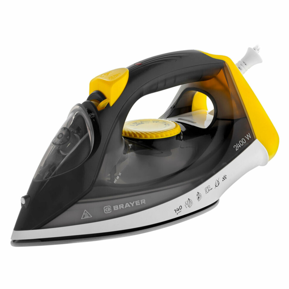 Утюг BRAYER BR4003GY, 2400 Вт, керамическое покрытие, самоочистка, антикапля, антинакипь, автоотключение, серый, 456111