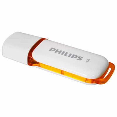 Флеш-диск 4 GB PHILIPS SNOW, разъем USB 2.0, оранжевый, FM04FD70B/97, 514076