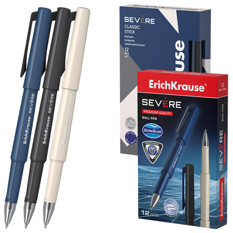 Ручка шариковая ERICH KRAUSE "Severe Stick Classic", СИНЯЯ, корпус ассорти,0,7 мм, линия 0,28 мм, 48079, 144575
