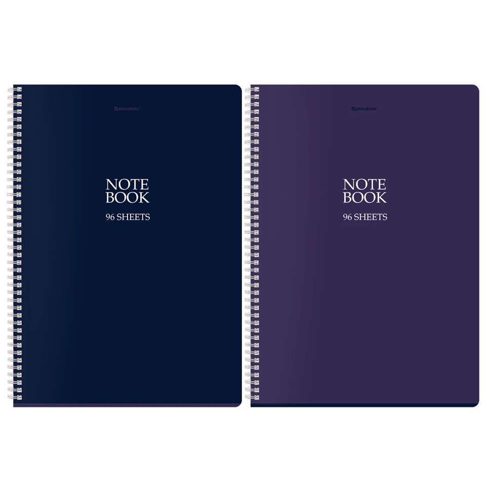 Тетрадь А4, 96 л., BRAUBERG, гребень, клетка, матовая ламинация, "NoteBookMono" (микс в спайке), 405315, 8 штук, 405315