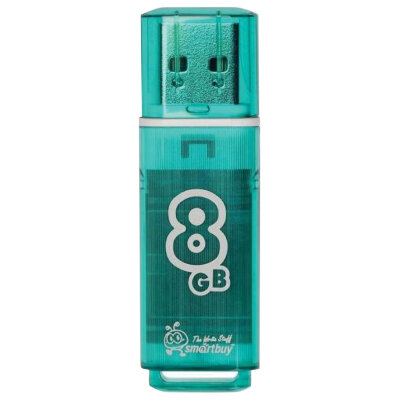 Флеш-диск 8 GB, SMARTBUY Glossy, USB 2.0, зеленый, SB8GBGS-G, 512179