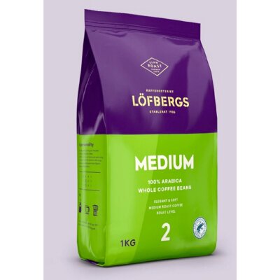 Кофе в зернах LOFBERGS "Medium Roast", 1 кг, арабика 100%, Швеция, 40187, 623759