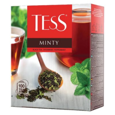 Чай TESS "Minty" черный с мятой, 100 пакетиков в конвертах по 1,5 г, 1663-09, 622346