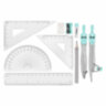 Готовальня BRAUBERG SCHOOL KIT, 11 предметов, циркуль 115 мм, циркуль 125 мм, чертежные принадлежности, мятный цвет, 210706, 210706