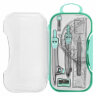 Готовальня BRAUBERG SCHOOL KIT, 11 предметов, циркуль 115 мм, циркуль 125 мм, чертежные принадлежности, мятный цвет, 210706, 210706