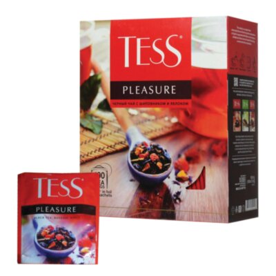 Чай TESS "Pleasure" черный с шиповником, яблоком, лимонным сорго, 100 пакетиков в конвертах по 1,5 г, 0919-09, 621034