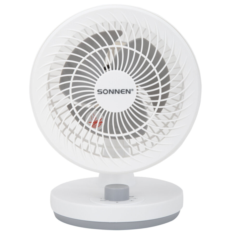 Вентилятор настольный SONNEN FT-160, 40 Вт, 23 см, 3 скорости, вращение на 60°, механическое управление, белый, 457784, 457784