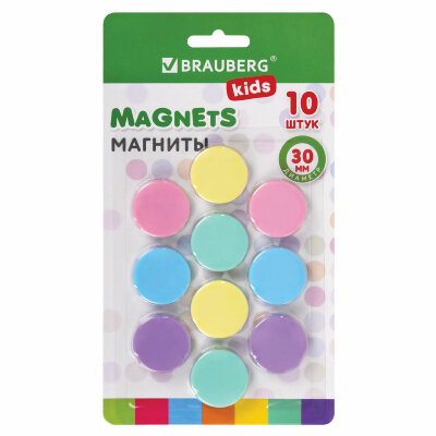 Магниты 30 мм, НАБОР 10 шт., "MACAROONS", BRAUBERG KIDS, блистер, 272521, 272521