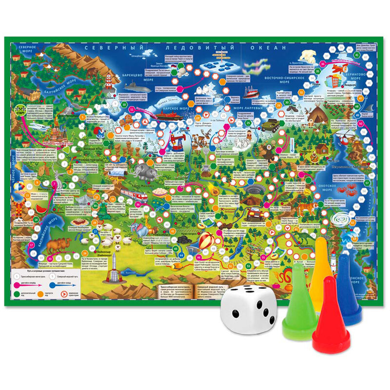 Игра-ходилка настольная ГЕОДОМ "Путешествие по России", с фишками, 334429rf