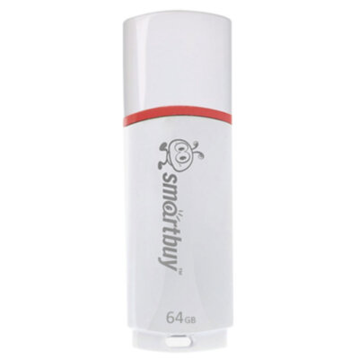 Флеш-диск 64 GB, SMARTBUY Crown, USB 2.0, белый, SB64GBCRW-W, 512779