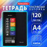 Тетрадь обложка пластик, А4, 120 л., спираль пластик, клетка, BRAUBERG "Metropolis", черный, 404740, 404740