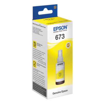 Чернила EPSON 673 (T6734) для СНПЧ Epson L800/L805/L810/L850/L1800, желтые, ОРИГИНАЛЬНЫЕ, C13T67344A/498, 361044