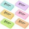 Ластики BRAUBERG PASTEL SOFT НАБОР 6 шт., размер ластика 45х25х10 мм, экологичный ПВХ, 271340, 271340