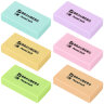 Ластики BRAUBERG PASTEL SOFT НАБОР 6 шт., размер ластика 45х25х10 мм, экологичный ПВХ, 271340, 271340