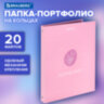Папка-портфолио универсальная, 4 кольца, 20 файлов, 7БЦ матовая, BRAUBERG, "Gentle", 117558, 117558