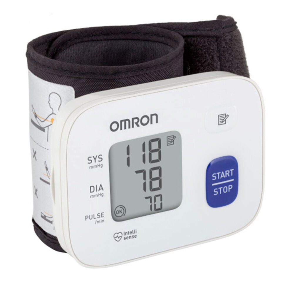 Тонометр OMRON RS2 (HEM-6121-RU), манжета 13,5-21,5 см, автоматический, на запястье, питание 2хААА, 631371