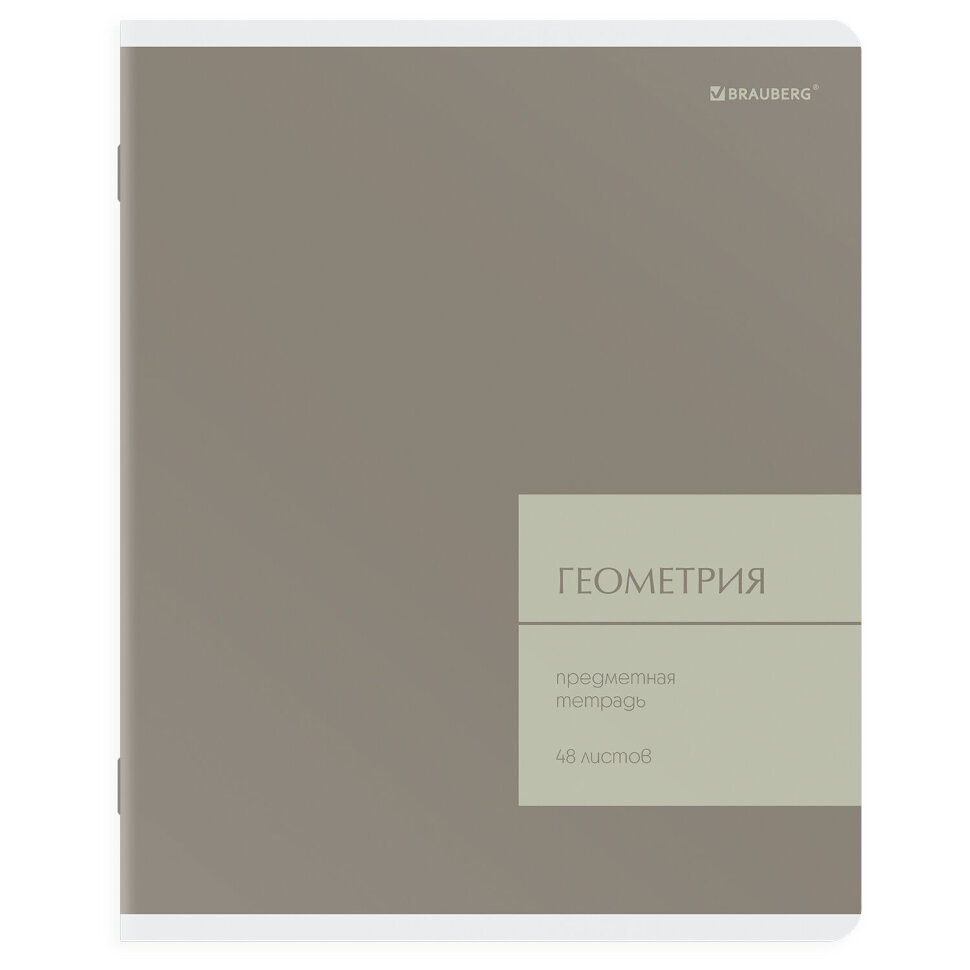 Тетрадь предметная MonoPastel 48 л., пластиковая обложка, ГЕОМЕТРИЯ, клетка, подсказ, BRAUBERG, 405506, 405506