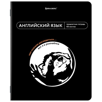Тетрадь предметная МЕМЫ 48 л., TWIN-лак, АНГЛИЙСКИЙ ЯЗЫК, клетка, подсказки, BRAUBERG, 405098, 405098