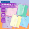 Тетрадь пластиковая обложка (прозрачная) 18 листов, клетка, BRAUBERG "Smart Cover", АССОРТИ (микс в спайке), 405030, 50 штук, 405030