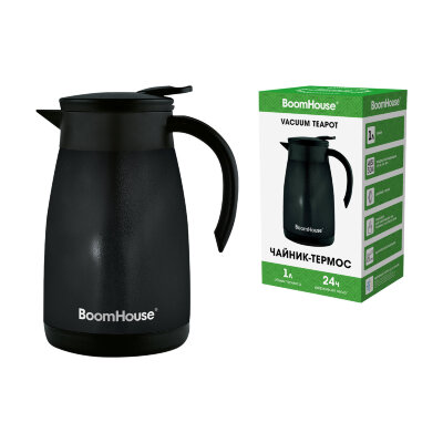 Чайник-термос 1 л, BOOMHOUSE (БУМХАУС) COFFEE BREAK, нержавеющая сталь SUS304, черный, ТЕРМОЧАЙНИК, 700328, 700328