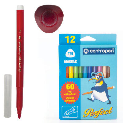 Фломастеры 12 ЦВЕТОВ CENTROPEN "Just Perfect", смываемые, устойчивы к высыханию, 2510/12KK, 725101201, 151174