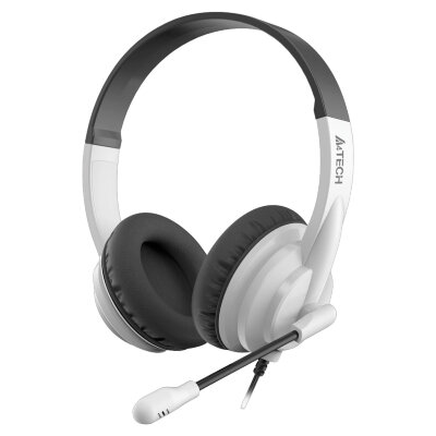 Наушники с микрофоном (гарнитура) A4TECH HU-10, проводные, 2 м, USB, черные с белым, 1611415, 514293