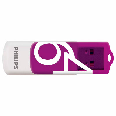 Флеш-диск 64 GB PHILIPS VIVID, разъем USB 2.0, фиолетовый, FM64FD05P/97, 514091