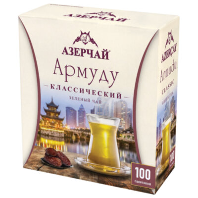 Чай АЗЕРЧАЙ "Армуду" зеленый, 100 пакетиков по 1,6 г, 420537, 622738
