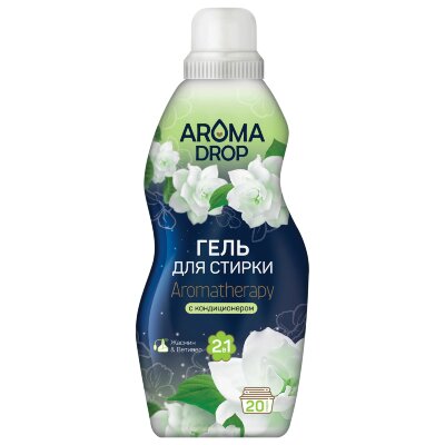 Гель для стирки 2 в 1, 1000 г, AROMA DROP "Жасмин и ветивер", 25291, 701231